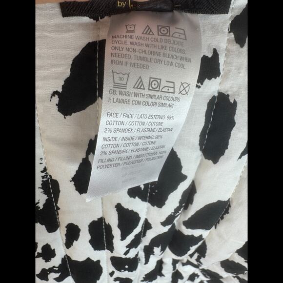 nicole by Nicole Miller Reversible Stretch Poplin Quilted Jacket Cream Floral L - Picture 14 of 15